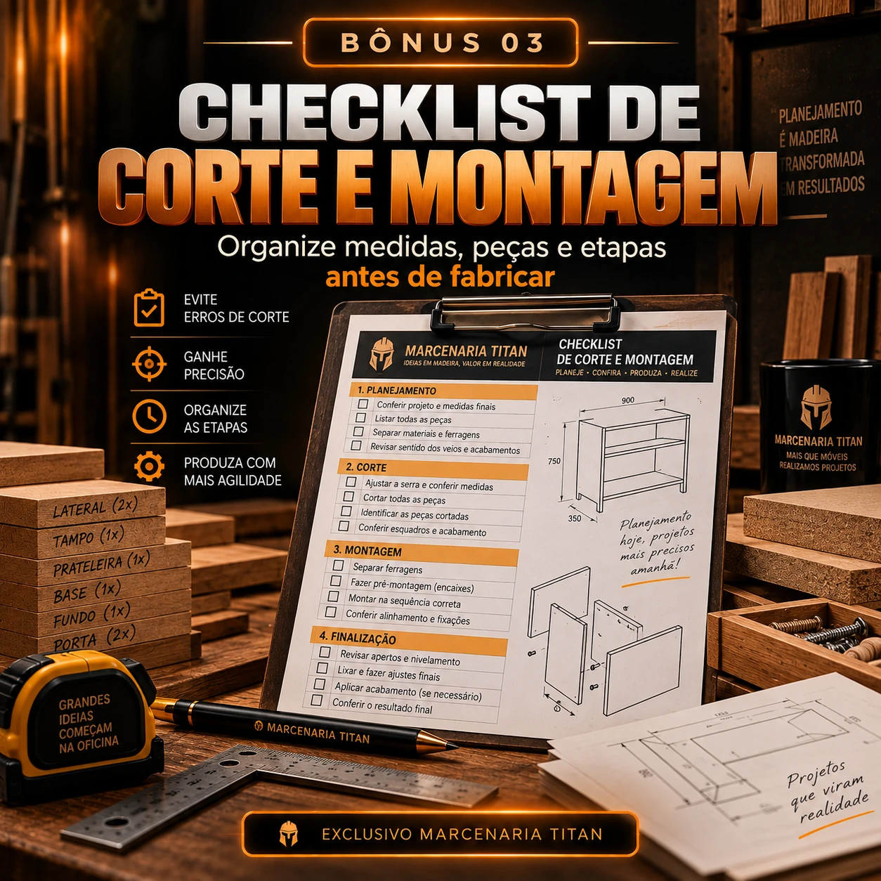 Bônus 03: Checklist de Corte e Montagem
