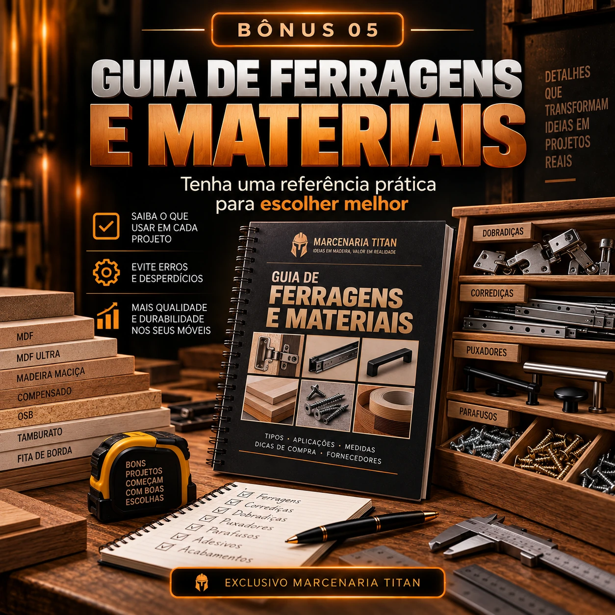 Bônus 05: Guia de Ferragens e Materiais