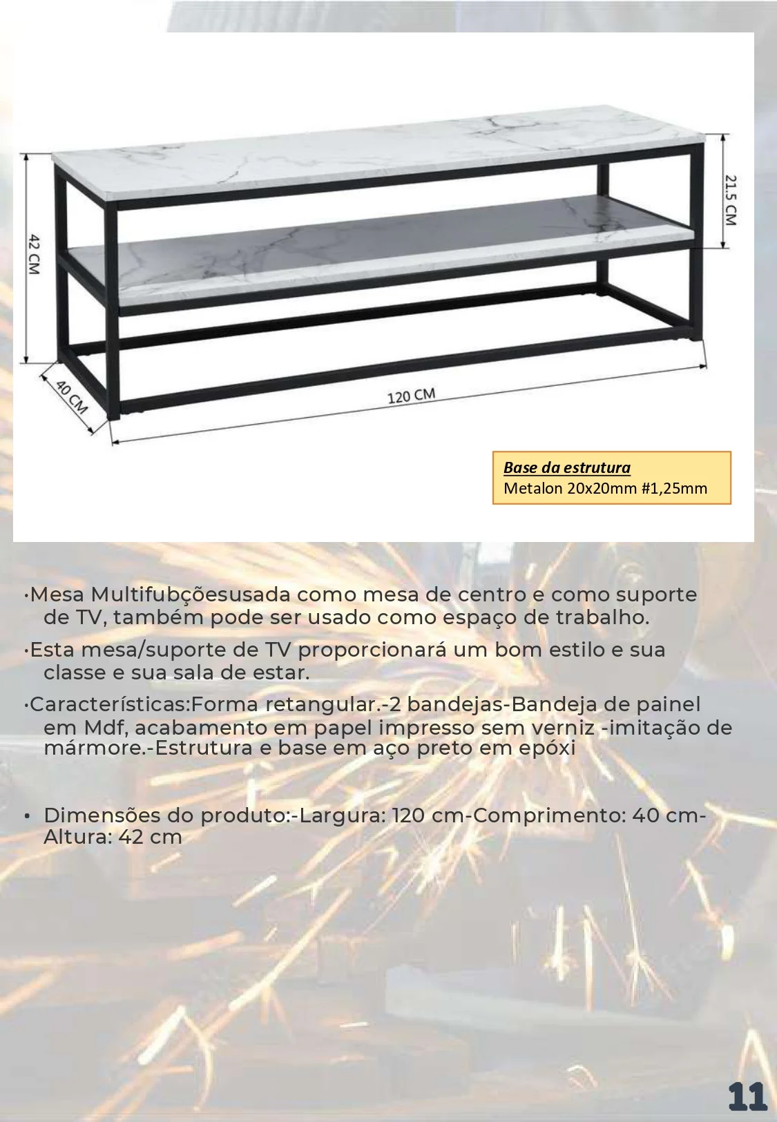 Mesa com prateleira: desenho, medidas e informações da estrutura